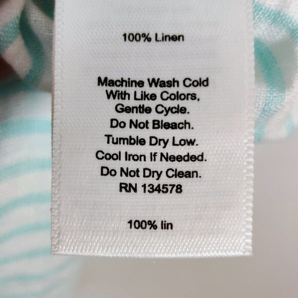 Vineyard Vines Men's Large Stripped Linen Button-Down Short Sleeve Shirt - Picture 6 of 8